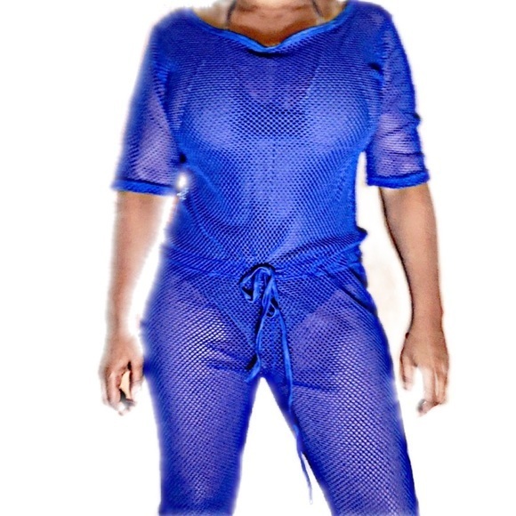 romper coverup mesh capri
